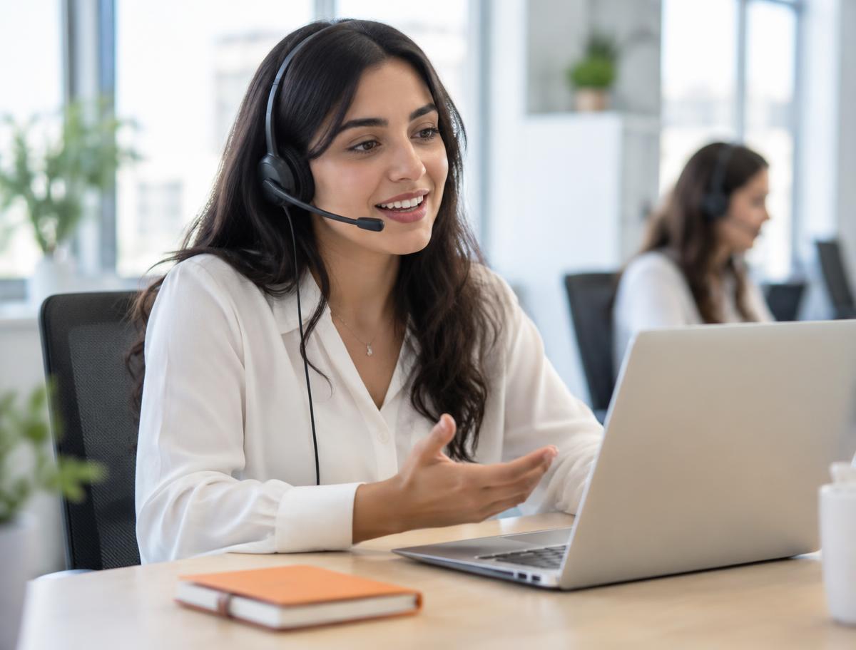 An employee at the confirmation center